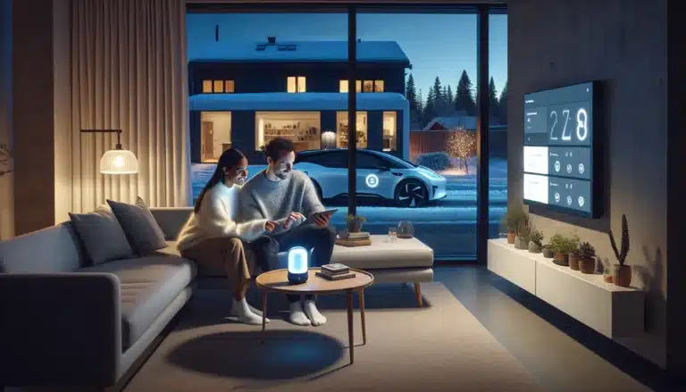 Modern norwegian smart home with ev robot assistant and integrated smart systems