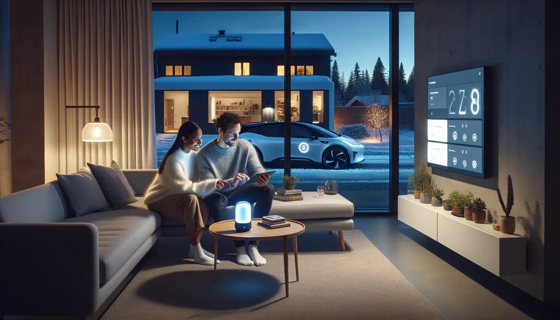 Modern norwegian smart home with ev robot assistant and integrated smart systems