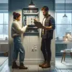 Hvordan unngå strømbrudd med riktig vedlikehold 8 Norwegian couple checking a modern electrical panel to prevent home power outages