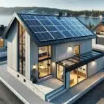 Slik fungerer solcellepaneler for boliger 8 Norwegian house with rooftop solar panels feeding an inverter and home electrical system